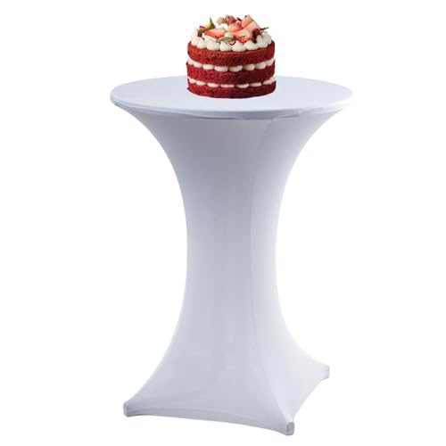 3 Stück weiße Stehtischhusse, Cocktail-Tischdecke, Stehtischdecke, 60/70/80 x 110 cm, weiß, quadratische Ecken, ausziehbar, aus Spandex, für Cocktail, Hochzeit, Bankett 3 Stück weiße Stehtischhusse, Cocktail-Tischdecke, Stehtischdecke, 60/70/80 x 110 cm, weiß, quadratische Ecken, ausziehbar, aus Spandex, für Cocktail, Hochzeit, Bankett von Holdes