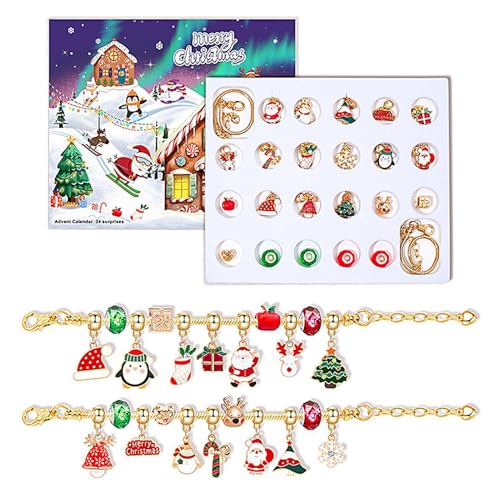 Holdes Adventskalender für Armbänder, Adventskalender für Bettelarmbänder | Schmuckbastelset | Adventskalender Weihnachten 2024, Armband mit Kalender zählt bei von Holdes