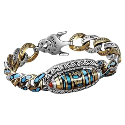 Holdes Armband mit türkisen Steinen | Armbänder mit Perlen aus Steinen, stapelbar, rund, verstellbar, aus Edelsteinen, dehnbar, für Damen, Erwachsene und Männer von Holdes