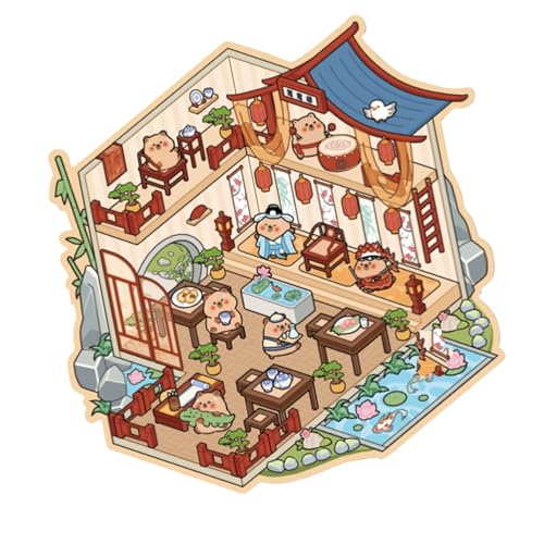 Holdes Aufkleber-Szene, Lager-Landschaftsaufkleber, Miniatur-Aufkleber, Haus-Szene, Landschaftsaufkleber, Cartoon-Szene, Szene von Holdes