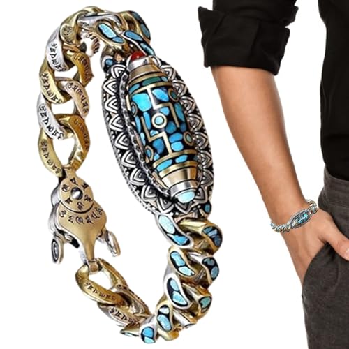 Holdes Boho-Armband, Türkis | Perlen übereinandergreifende Perlenstränge, stapelbare Armbänder aus runden Perlen, verstellbar, aus Edelsteinen, dehnbar, für Damen, Erwachsene und Männer von Holdes