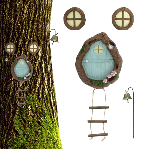Holdes Feenhaus zur Dekoration von Baum, Fenster und Tür, Miniatur, Feentür und Fenster für Baumdekoration | Feenhaus Set mit Schlaftür für Holdes Feenhaus zur Dekoration von Baum, Fenster und Tür, Miniatur, Feentür und Fenster für Baumdekoration | Feenhaus Set mit Schlaftür für von Holdes