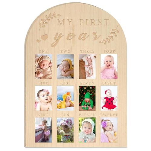 Holdes Fotodisplay für Kleinkinder im ersten Jahr – Buch-Foto-Andenken | Holzbrett für Kleinkinder, erstes Jahr, Fotorahmen, Meilensteinbrett für Kleinkinder, Dusche oder Holdes Fotodisplay für Kleinkinder im ersten Jahr – Buch-Foto-Andenken | Holzbrett für Kleinkinder, erstes Jahr, Fotorahmen, Meilensteinbrett für Kleinkinder, Dusche oder von Holdes