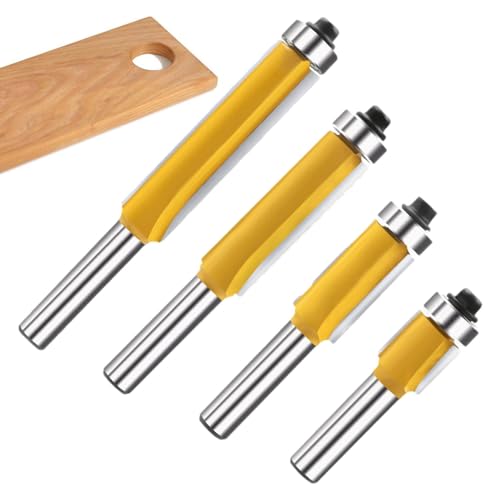 Holdes Fräsbohrer für die Holzbearbeitung, bündig geschnittener Kreiselbohrer, oberes Lager Kreiselbohrer für Holzbearbeitung, Gelb Hartmetallkreiselbohrer, 4 Stück, für von Holdes