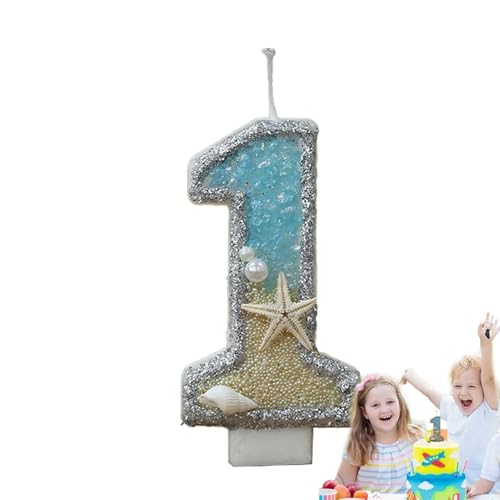 Holdes Geburtstag Kuchen Kerzen Strand Thema Geburtstagskerzen Blau Seestern Kuchen Dekorationen Zahl 0-9 Kerzen Cake Topper für Geburtstagsfeiern von Holdes