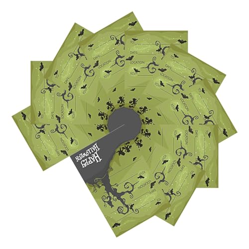 Holdes Halloween-Einladungskarten, gruseliger Totenkopf-Halloween-Einladungen, gruseliger Totenkopf-Spinnennetz-Design, einzigartige Grußkarte für Halloween-Themen-Geburtstag von Holdes