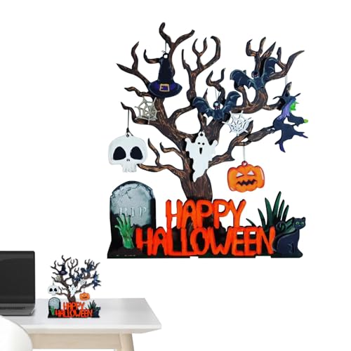 Holdes Happy Halloween Tischdekorationen | Natürliche gruselige Halloween-Dekoration, Tischdekoration mit stabilem Sockel, Tischdekoration für Familie von Holdes