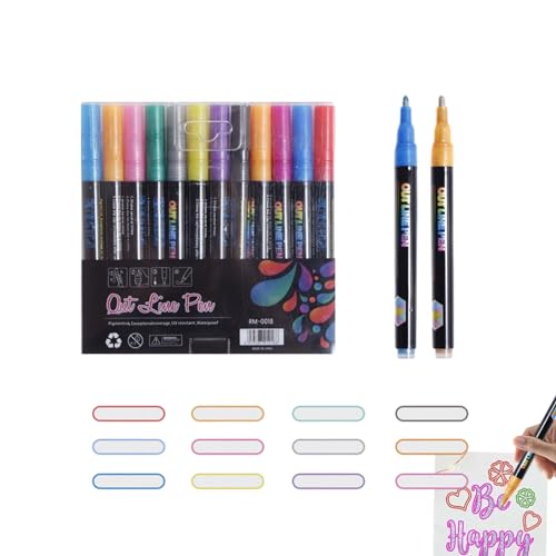 Holdes Marker | Marker mit doppelter Linie, Glitzer, automatische Marker, zweireihiger Stift für Bastelarbeiten, Grußkarten Holdes Marker | Marker mit doppelter Linie, Glitzer, automatische Marker, zweireihiger Stift für Bastelarbeiten, Grußkarten von Holdes