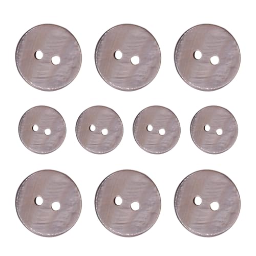 Holdes Muschelknöpfe zum Basteln, lose Muschelknöpfe | 10 Perlenschalenknöpfe für Kleidung | Runde Strickjacke Knöpfe mit 2 Löchern in Flussschalenform, Holdes Muschelknöpfe zum Basteln, lose Muschelknöpfe | 10 Perlenschalenknöpfe für Kleidung | Runde Strickjacke Knöpfe mit 2 Löchern in Flussschalenform, von Holdes