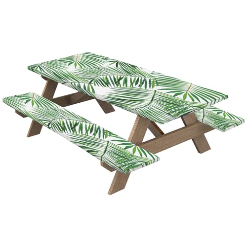Holdes Picknick-Tischdecke, Camping-Tischdecke, Picknickdecke, elastisch, wasserdicht, Motiv grüne Blätter, tragbarer multifunktionaler Tischschutz aus Polyester von Holdes