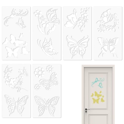 Holdes Schablonen-Set Schmetterling Blume, Schmetterlingsschablonen zum Malen | Schmetterlings-Blumen-Malvorlage, Malschablonen für Wand, Fliesen, Holz, Leinwand Holdes Schablonen-Set Schmetterling Blume, Schmetterlingsschablonen zum Malen | Schmetterlings-Blumen-Malvorlage, Malschablonen für Wand, Fliesen, Holz, Leinwand von Holdes