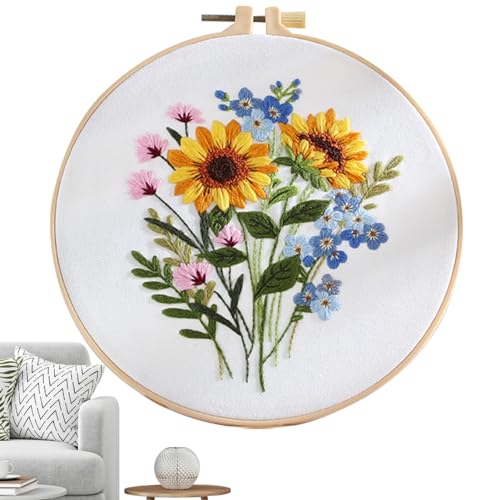 Holdes Stickerei-Sets für Erwachsene, Anfänger-Stickerei-Set | Praxis-Set mit Blumenmustern | Handgefertigte tragbare Bastelsets für Experten, Anfänger und Erwachsene Holdes Stickerei-Sets für Erwachsene, Anfänger-Stickerei-Set | Praxis-Set mit Blumenmustern | Handgefertigte tragbare Bastelsets für Experten, Anfänger und Erwachsene von Holdes