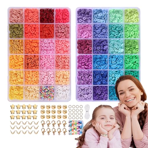 Holdes Tonperlen-Set, 48 Farben, Armbandherstellungs-Set für Anfänger, Schmuckherstellungszubehör, Perlen, Ton-Armbandherstellung, Perlen für die Schmuckherstellung Holdes Tonperlen-Set, 48 Farben, Armbandherstellungs-Set für Anfänger, Schmuckherstellungszubehör, Perlen, Ton-Armbandherstellung, Perlen für die Schmuckherstellung von Holdes