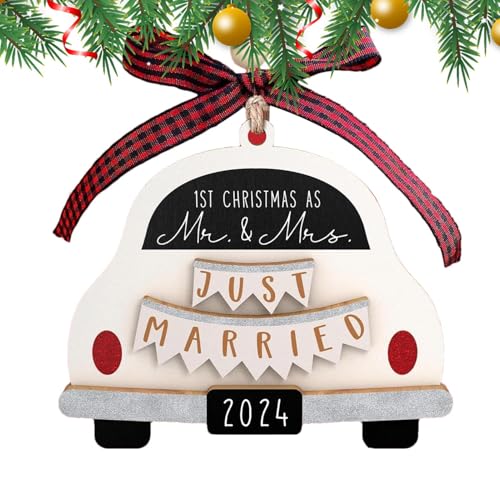 Holdes Unser erstes verheiratetes Weihnachts-Ornament, erstes verheiratetes Weihnachts-Ornament | Heirats-Hochzeits-Andenken,Hochzeitsauto-Ornament, Auto-Hochzeits-Weihnachtsbaumschmuck, stilvolle von Holdes