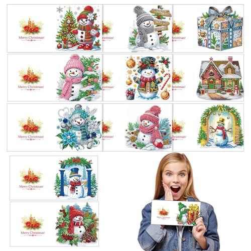 Holdes Weihnachtsgrußkarten mit Strasssteinen, Weihnachts-Strassstein-Gemälde-Kits, 5D-DIY-Diamant-Grußkarte, Weihnachts-Strass-Malerei, Grußkarten für Mädchen von Holdes
