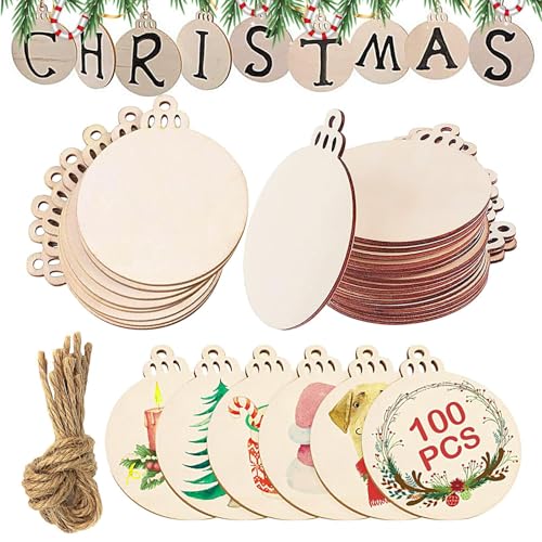 Holdes Weihnachtsornamente aus Holz zum Basteln | Schneiden von Holzscheiben zur Weihnachtsdekoration – Bauernholzscheibe mit Seilen für Partydekoration Holdes Weihnachtsornamente aus Holz zum Basteln | Schneiden von Holzscheiben zur Weihnachtsdekoration – Bauernholzscheibe mit Seilen für Partydekoration von Holdes