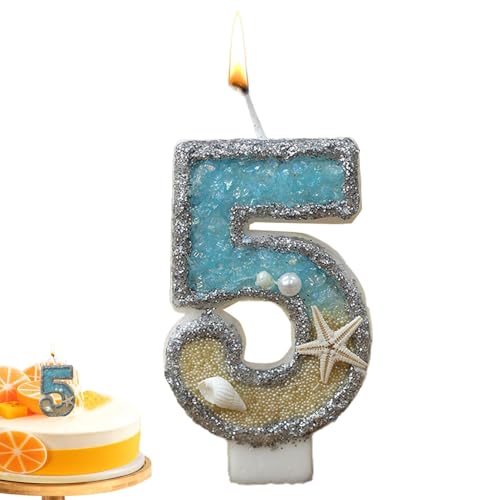Holdes Zahlen Geburtstagskerzen | Kuchenkerze Zahlenkerzen - Seestern Kuchen Dekorationen, Zahl 0-9 Kerzen, Cake Topper für Geburtstagsfeiern von Holdes