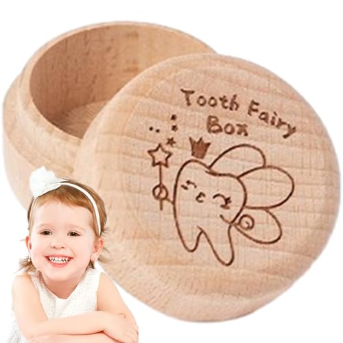 Holdes Zahnbox, Erinnerungsbox für Babyzähne, Aufbewahrungsbox aus Holz für gefallene Zähne | Zahnbehälter für Jungen oder Mädchen, Aufbewahrungsbox, Geschenk, Feengeschenke von Holdes