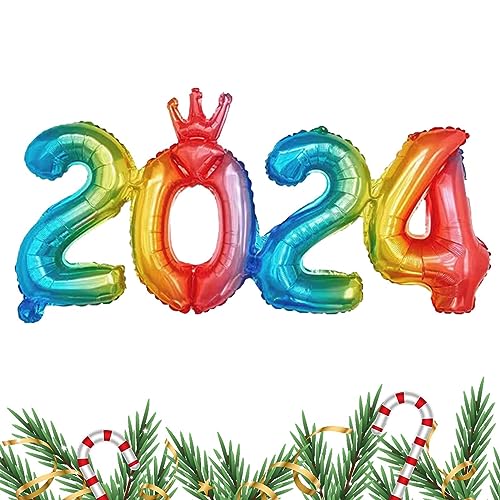 Zahlenballons in Gold 2024 – Abschlussballons 40,6 cm (16 Zoll), Gold, Silber, Roségold, Folienballons, Nummer 2024, Zubehör für Silvester, Geburtstagsfeiern. Holdes von Holdes