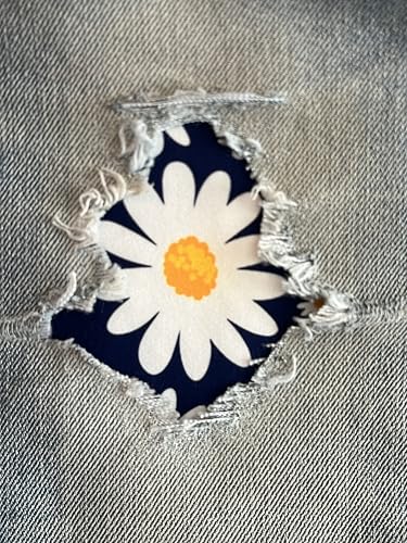 Ditsy Stretch-Jeans-Patches mit Blumenmuster, super stark, zum Aufbügeln, verschiedene Größen, Gänseblümchen, 10,2 x 17,8 cm, 2 Stück von HoleyPatches