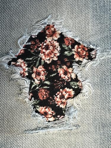 Holey Patches Stretch-Jeans-Flicken mit antikem Blumenmuster, super stark, zum Aufbügeln, verschiedene Größen, mehrfarbig, 10,2 x 10,2 cm (2er-Set) von HoleyPatches