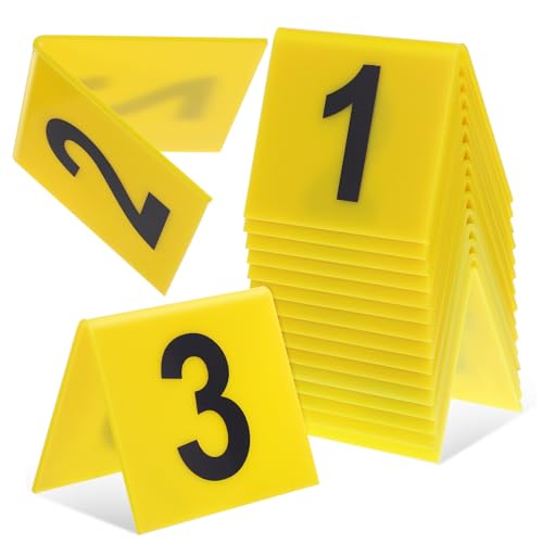 15 Stück Tischkarten Tischnummern Für Restaurant Und Feiern Gelbe Acryl-Tischnummern 1-15 Einfache Handhabung Klar Und Sichtbar Ideal Für Hochzeiten Und Events von Holibanna