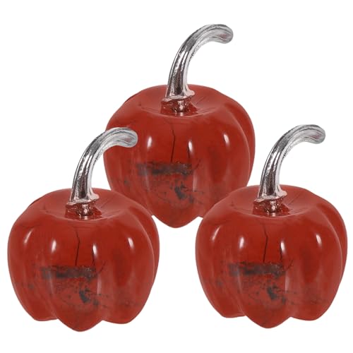 3Stücke Kristallkürbis Realistische Kürbisornamente für Herbst und Halloween Dekoration für Wohnzimmer Schlafzimmer und Esszimmertisch Detailreiche Gestaltung von Holibanna
