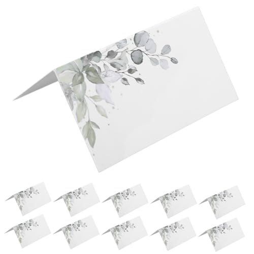 50 Stück Hochzeit Tischkarten aus Papier mit Blätterdesign Faltbare Namenskarten für Hochzeitsfeiern Eleganter Tischschmuck für Gäste und Platzierungen von Holibanna