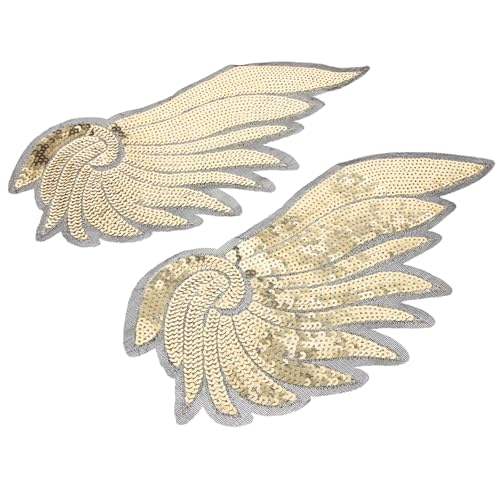 Holibanna 1 Paar DIY-Pailletten-Patch Flügel Kostüm Erwachsene Cosplay Party Tuch-Patch- Kleidungsstation Stickereiflecken Aufnäher für Kleidung Kleideraufnäher Golden von Holibanna