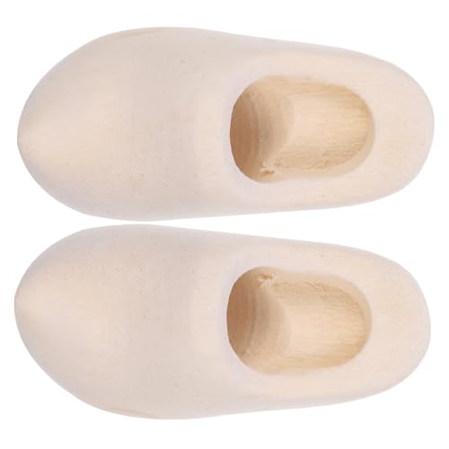 Holibanna 1 Paar Holzschuhe Schlüsselbund Mini-Schuhe Mini-Rohling-Bastelschuhe Puppenhaus unfertige Schuhe unbemalte Mini-Fingerschuhe Klompen für Minihaus Puppenhaus-Layout- von Holibanna
