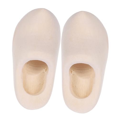 Holibanna 1 Paar Holzschuhe Schlüsselbund Mini Stiefeletten Unbemalt Einfach Winzig Puppenstiefel Unvollendet Puppenschuh Puppen- -schuhe Puppe Verstopft Puppenhaus von Holibanna