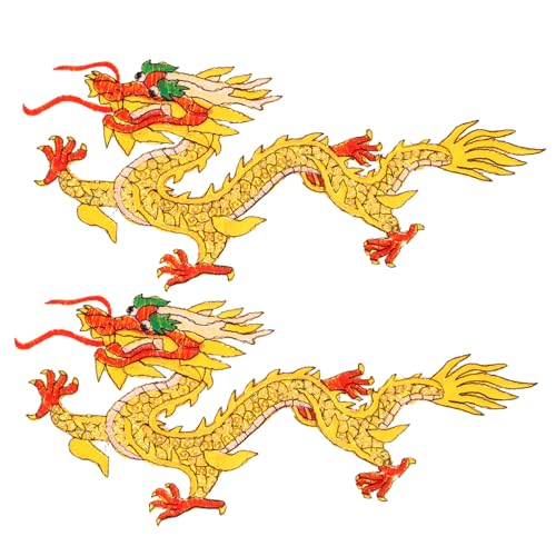 Holibanna 1 Paar Stoffaufnäher In Drachenform Bestickte Aufnäher Drachenaufnäher Zum Aufnähen Für Kleidung Drachen Drachenstickerei Kleiderdekoration Drachendekor Stickerei Gelber von Holibanna