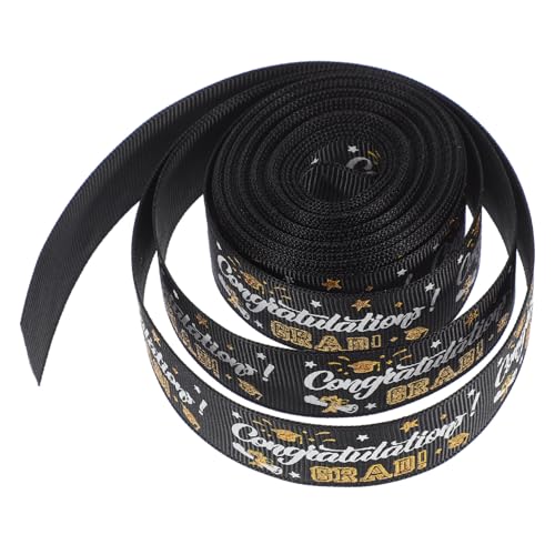 Holibanna 1 Rolle Bachelor Hut Dekoband Party DIY Bastelband Blaues Band Zum Verpacken Ripsband Gelb Geschenkband Satin Geschenkband Deko Schwarz Polyester von Holibanna