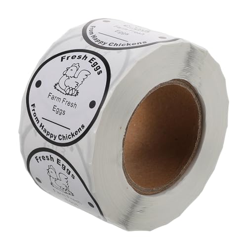 Holibanna 1 Rolle Eierverpackung Kartonetiketten für frische Eier vom Bauernhof Ei-Datumsstempel Stempel für frische Eier Eieraufkleber Hühneraufkleber Papier Black von Holibanna