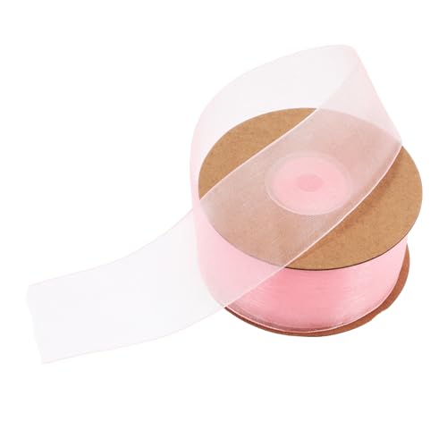 Holibanna 1 Rolle Schneegarnband Tüllband Feiertagsbänder Organza Tüllbänder Schleife geschenkband Partydekoration bastelmaterial geburtstagsdekoration Kopfschmuck Rand Kuchen Chiffon Rosa von Holibanna