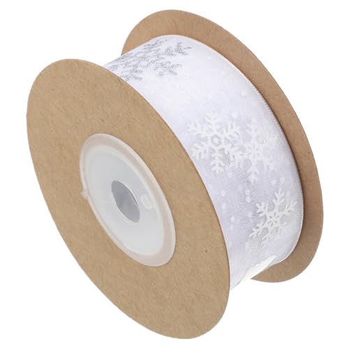 Holibanna 1 Rolle Silberes Schneeflockenband Band für Blumenstrauß Schneeflockenband verdrahtet Organzaband mit Schneeflocken Winterbänder Bänder für Handwerk Chiffon Weiß von Holibanna