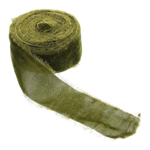 Holibanna 1 Rolle Von Hand zerrissenes Band mit rohen Kanten Schleifenknoten machen Bänder Wickelband Hochzeitsband olivgrünes Band geschenkband Stoffbänder Die Seide Olivengrün von Holibanna