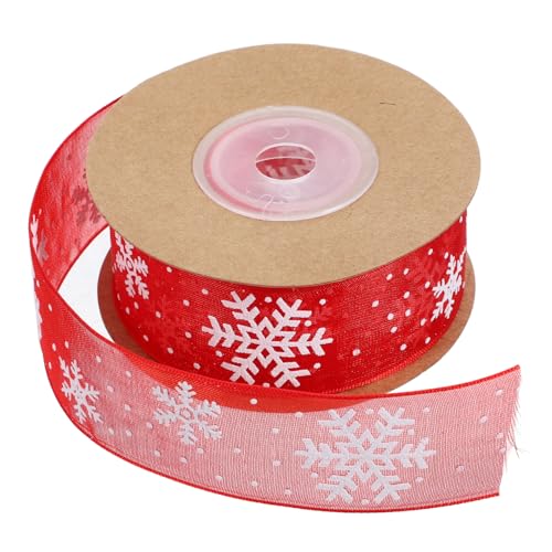 Holibanna 1 Rolle Weihnachtsschneeflake -Band wickeln Verpackung Spitze Elch Party Schneeflockenbänder Schneeflocken-Wickelband Winterurlaubsband Winterbänder Zierband Polyester rot von Holibanna
