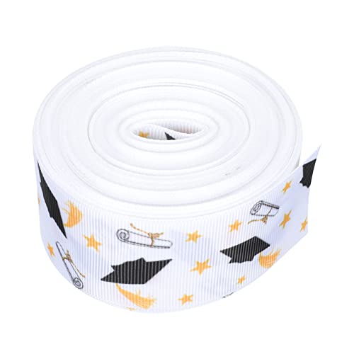 Holibanna 1 Rolle dekoratives Band Stolzes Lockenband farbiges Band Organza-Drahtband Abschlussbouquet Heißprägeband Verpackungsmaterial Verpackungsband Abschlussfeier Polyester Weiß von Holibanna