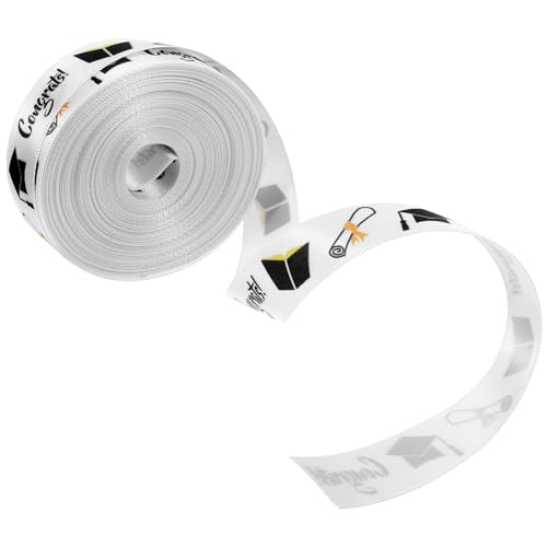 Holibanna 1 Rolle verpackung Band herzlichen glückwunsch grad band Abschlussband hellrosa Band bastelsachen bastelset Verpackungsband präsentieren Geschenkschleifband Polyester Weiß von Holibanna