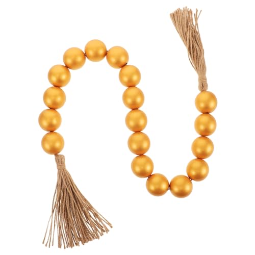 Holibanna 1 Saite dekorative perlen wohnkultur Bastelperlen aus Holz Holzperlen für Ornamente Zubehör für Holzperlen glatte Bastelperlen Perlendekoration Baumwollseil Golden von Holibanna