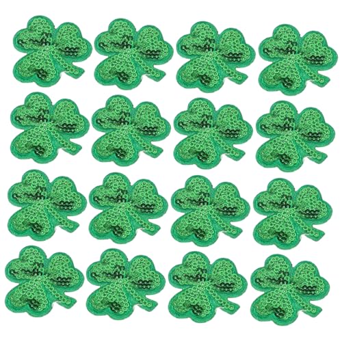Holibanna 1 Satz 20 Stück Kleeblatt-Klebepflaster bestickt sticken st patricks day decorations st. patrick's day Aufnäher zum Aufnähen von Ornamenten Blattaufnäher für Kleidung Vliesstoff von Holibanna