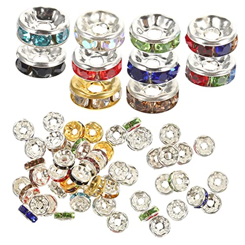 Holibanna 1 Satz Diamantperlen Bastelperlen Abstandshalter Edelsteinperlen Für Armbänder Lose Abstandsperlen Sortiment Scheibenperlen Kristalle Rund Klein Groß Goldene 300 Stück von Holibanna