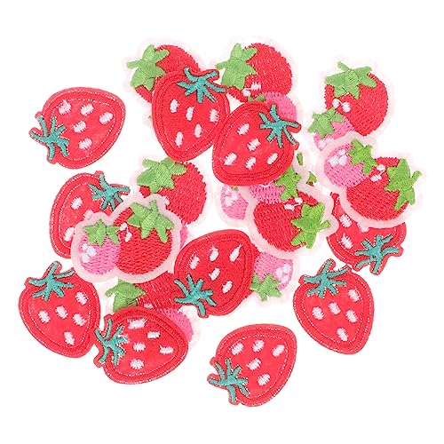 Holibanna 1 Satz Diy-patches Erdbeerflecken Und Süße Patches Zum Aufnähen Nähen Aufnäher Filz-stickerei-patches Erdbeer-kleidungsapplikation Zubehör Bestickt Vlies Rot 20 Stück von Holibanna