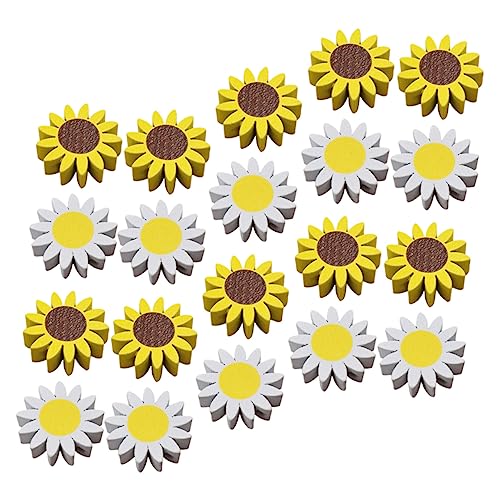 Holibanna 1 Satz Hölzernperlen -girlandezubehör Bunt Gänseblümchen-handwerk Blumen- Dekorationen Form Gänseblümchen-abstandsperlen Handarbeit Holzperle Lose Perle 20 Stück von Holibanna