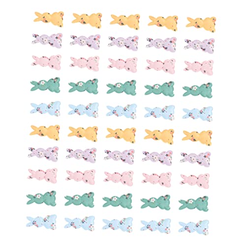 Holibanna 1 Satz Kaninchen -stoffaufkleber Stickerei Hasen Mädchen Bestickt Material Flicken Aufnähen Zubehör Für Häschen Haarspangen Patches Reparieren Colorful 50 Stück von Holibanna