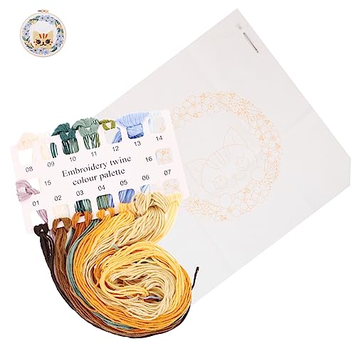 Holibanna 1 Satz Katzen Stickerei Kit für Anfänger Diy Kreuzstich mit Vorgezeichnetem Muster Handstickerei für Kreative Bastelprojekte für Familie und von Holibanna