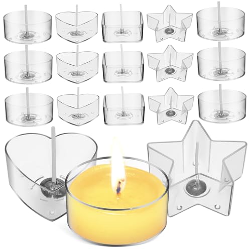 Holibanna 1 Satz Kerzen Becher Kerzenhalter Kerzenbecher Kerzendochte und -Halter Dochtwirkung Teelicht Schmelzen farbig Gläser zur Kerzenherstellung DIY Kerzengläser Plastik Transparent von Holibanna