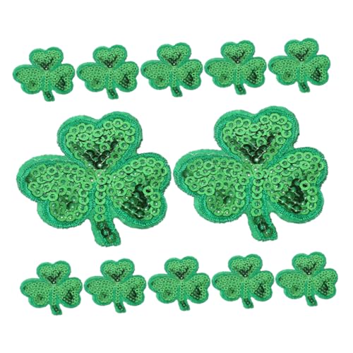 Holibanna 1 Satz Kleeblatt-klebeband Kleeblatt-patches Flecken Stickflicken Aufbügeln Stickerei-kleeblatt-aufnäher Stickereien Zum Aufbügeln Kleiderflicken Vliesstoff Green 12 Stück von Holibanna