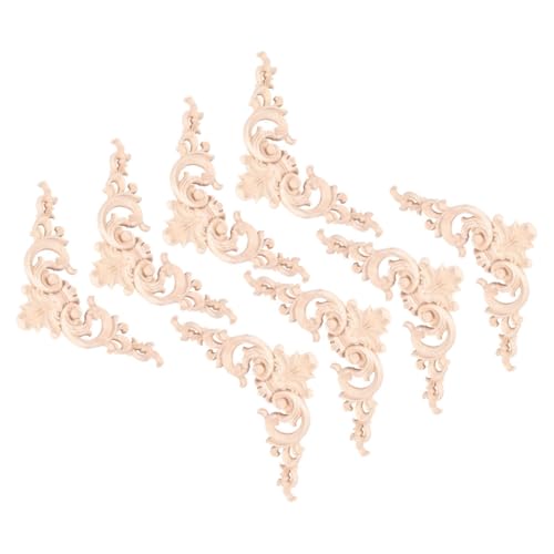 Holibanna 1 Satz Schrankdekor Handwerkliche Form Vintage - Blumen- Schutz Möbel Geschnitzte Applikation Dekorativ Ecke Geschnitzte Abziehbildblume Aufwendig Kanten Hölzern Beige 8 Stück von Holibanna
